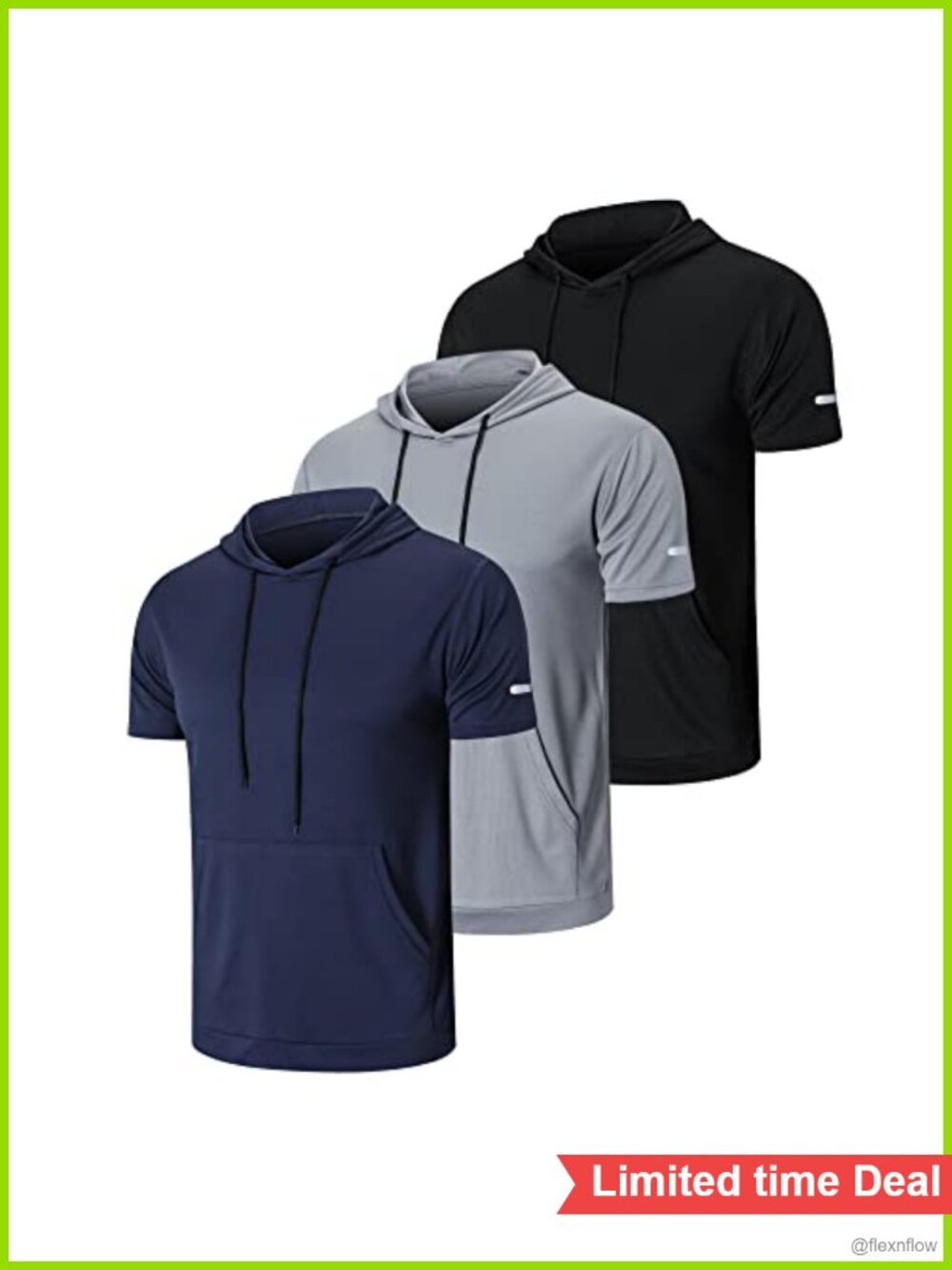 Men's 3 Pack Workout Shirts Quick Dry Mesh Athletic Hooded T-Shirts